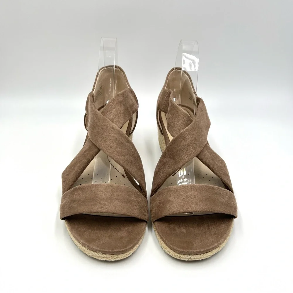 LifeStride Womens Size 9.5 Siesta Brown Espadrilles Wedges‎ Sandals Shoes NEW